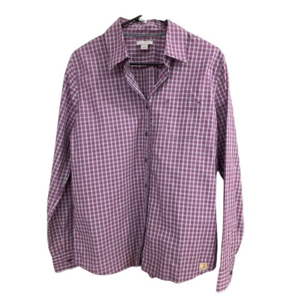 Carhartt Plaid Button Up Women's L Blouse No Flaws EUC‎ Long Sleeve